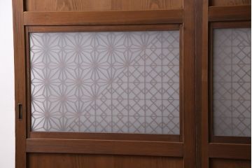 昭和中期の組子帯戸2枚をリペア&カスタム!設置場所に合わせてリサイズ。框の溝加工。現状に近しい色味に着色し仕上げ。(引き戸、建具)