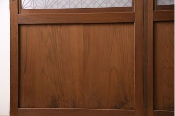 昭和中期の組子帯戸2枚をリペア&カスタム!設置場所に合わせてリサイズ。框の溝加工。現状に近しい色味に着色し仕上げ。(引き戸、建具)