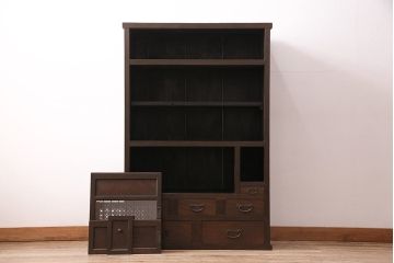 昭和初期の戸棚をリペア&カスタム!傷んだ木部の交換。濃い茶色で着色し仕上げ。(収納棚、キャビネット)