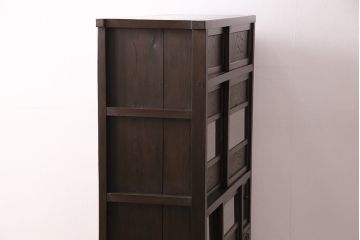 昭和初期の戸棚をリペア&カスタム!傷んだ木部の交換。濃い茶色で着色し仕上げ。(収納棚、キャビネット)