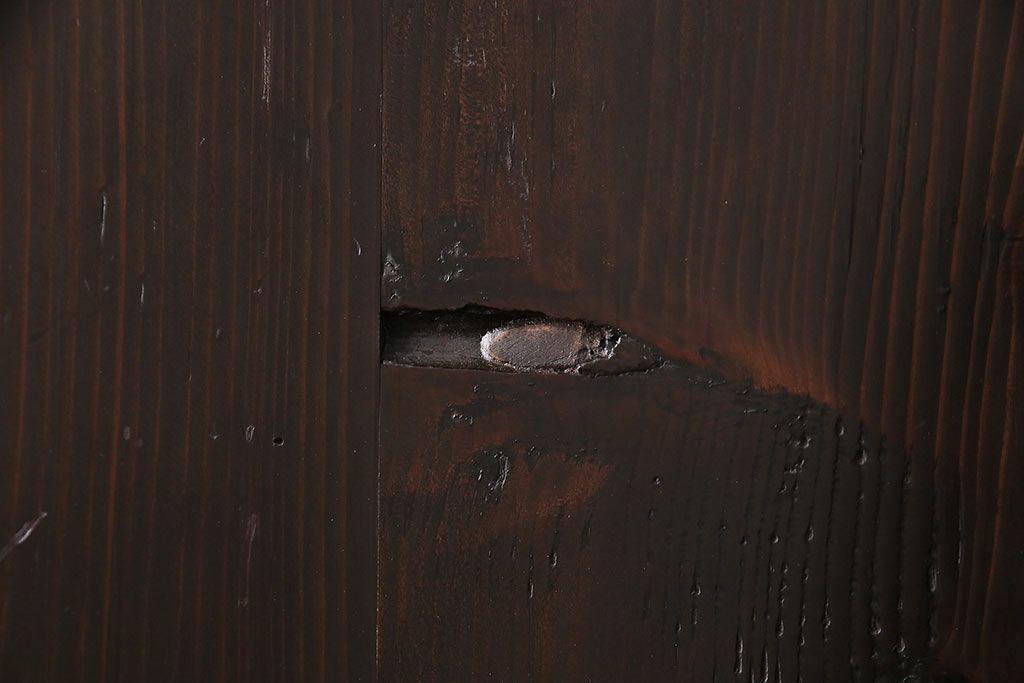 格子帯戸3枚をリペア&カスタム!設置場所に合わせてリサイズ。すりガラスへ入れ替え。濃い茶色で着色し仕上げ。(引き戸、建具)