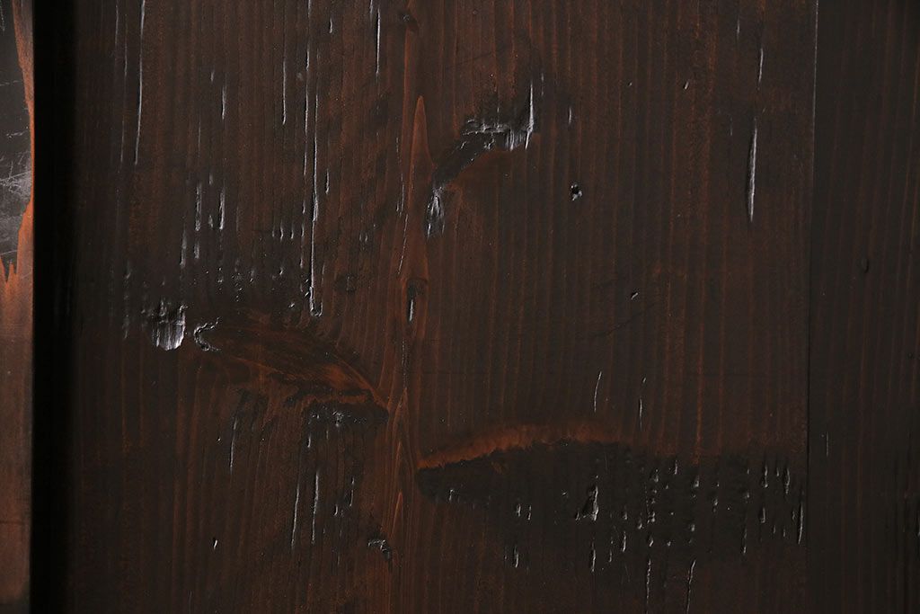 格子帯戸3枚をリペア&カスタム!設置場所に合わせてリサイズ。すりガラスへ入れ替え。濃い茶色で着色し仕上げ。(引き戸、建具)