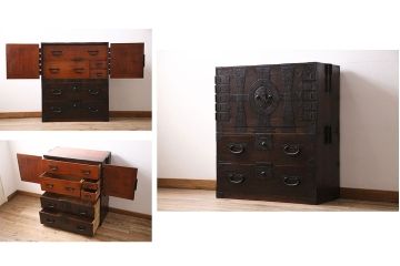 明治期の衣装箪笥の見た目を変えずに綺麗にリペア!可動部の調整。傷の補修。(時代箪笥、収納箪笥、和タンス、引き出し)