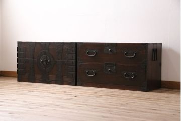 明治期の衣装箪笥の見た目を変えずに綺麗にリペア!可動部の調整。傷の補修。(時代箪笥、収納箪笥、和タンス、引き出し)