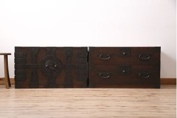 明治期の衣装箪笥の見た目を変えずに綺麗にリペア!可動部の調整。傷の補修。(時代箪笥、収納箪笥、和タンス、引き出し)