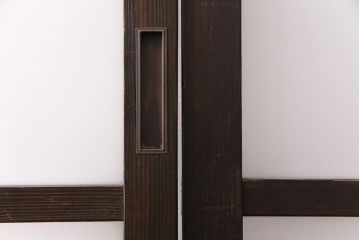 ガラス戸3枚をリペア&カスタム!設置場所に合わせてリサイズ。戸車、引き手を取り付け。すりガラス、花菱模様ガラスを組み入れ。濃い茶色で着色し仕上げ。(引き戸、建具)