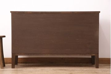 昭和初期の箪笥ローチェストをリペア&カスタム!可動部の調整。傷の補修。天板、木製脚を取り付け。1トーン落ち着いた色味に着色し仕上げ。(収納箪笥、リビングボード、引き出し)