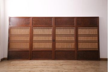 新潟産の板戸4枚をリペア&カスタム!鴨居敷居に溝加工を施し、現状に近しい色味に着色し仕上げ。(引き戸、建具)