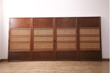 新潟産の板戸4枚をリペア&カスタム!鴨居敷居に溝加工を施し、現状に近しい色味に着色し仕上げ。(引き戸、建具)