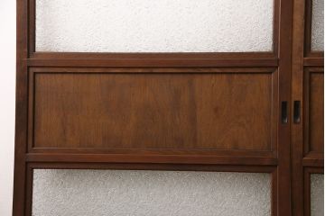 帯戸2枚をリペア&カスタム!帯部分のガラスを木材に入れ替え。現状に近しい色味に着色し仕上げ。(引き戸、建具)