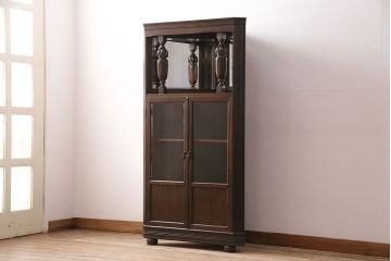 コーナーキャビネットの見た目を変えずに綺麗にリペア!可動部の調整。傷の補修。濃い茶色で着色し仕上げ。(コーナーラック、収納棚、戸棚)