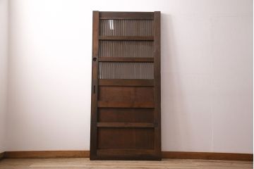 明治大正期の蔵戸をリペア&カスタム!1枚のみリサイズし、鍵を取り付け吊り戸仕様に加工。引き手を取り付け。四方枠製作。(玄関戸、引き戸、建具)