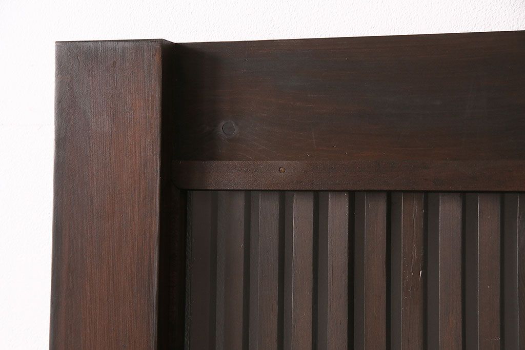 明治大正期の蔵戸をリペア&カスタム!1枚のみリサイズし、鍵を取り付け吊り戸仕様に加工。引き手を取り付け。四方枠製作。(玄関戸、引き戸、建具)