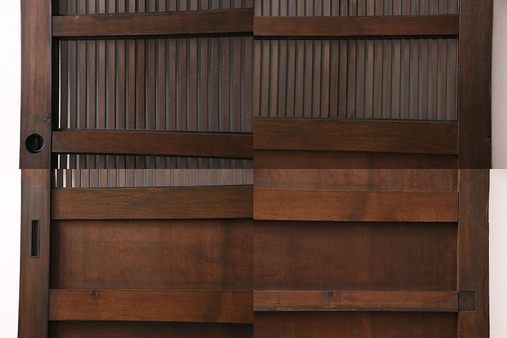 明治大正期の蔵戸をリペア&カスタム!1枚のみリサイズし、鍵を取り付け吊り戸仕様に加工。引き手を取り付け。四方枠製作。(玄関戸、引き戸、建具)