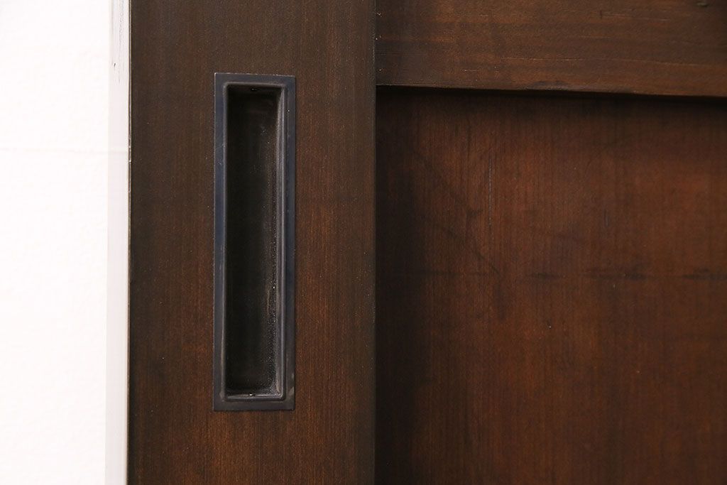 明治大正期の蔵戸をリペア&カスタム!1枚のみリサイズし、鍵を取り付け吊り戸仕様に加工。引き手を取り付け。四方枠製作。(玄関戸、引き戸、建具)