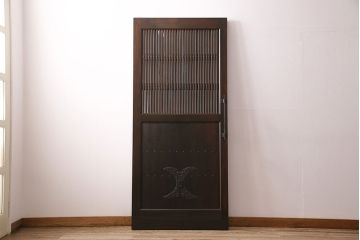 明治大正期の蔵戸をリペア&カスタム!1枚のみリサイズし、鍵を取り付け吊り戸仕様に加工。引き手を取り付け。四方枠製作。(玄関戸、引き戸、建具)