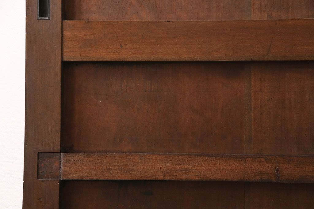 明治大正期の蔵戸をリペア&カスタム!1枚のみリサイズし、鍵を取り付け吊り戸仕様に加工。引き手を取り付け。四方枠製作。(玄関戸、引き戸、建具)