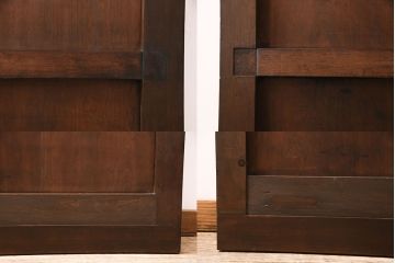 明治大正期の蔵戸をリペア&カスタム!1枚のみリサイズし、鍵を取り付け吊り戸仕様に加工。引き手を取り付け。四方枠製作。(玄関戸、引き戸、建具)