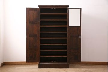 北海道民芸家具のワードローブをリペア&カスタム!ネクタイハンガーを取り外し、可動式の棚板を設置。靴棚にリメイク。(キャビネット、下駄箱)