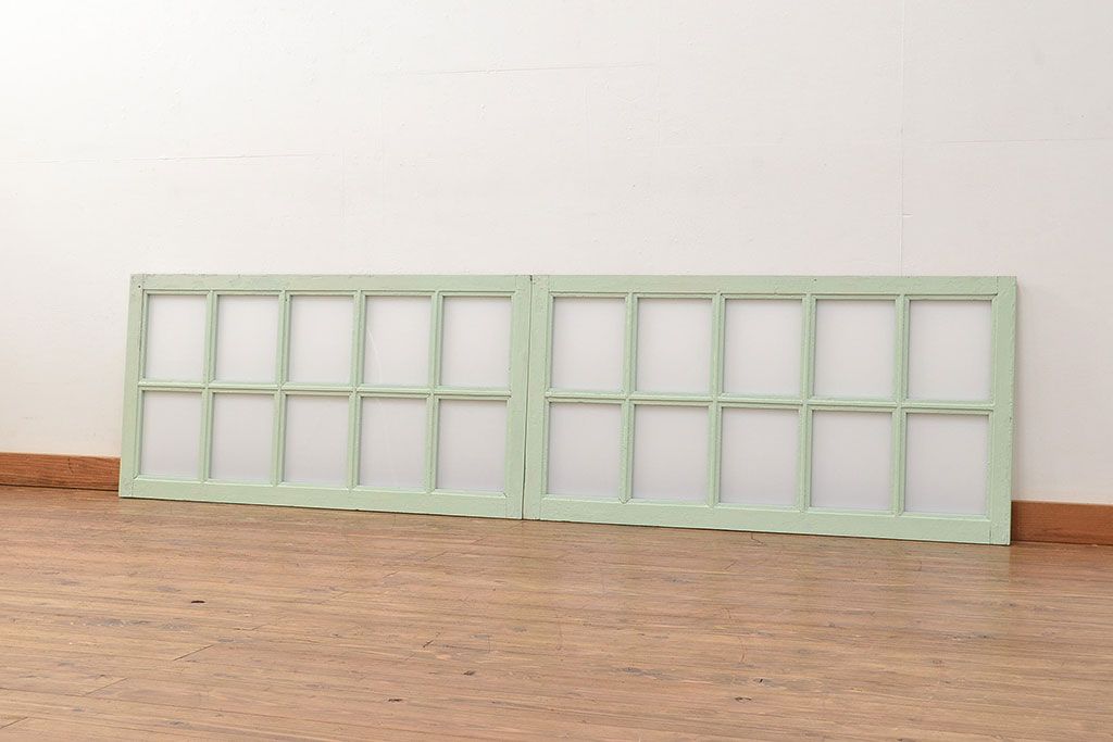 フランスアンティークのフィックス窓2枚をリペア&カスタム!高品質リペア済み商品のガラスをアクリル板へ差し替え。(はめ殺し窓)