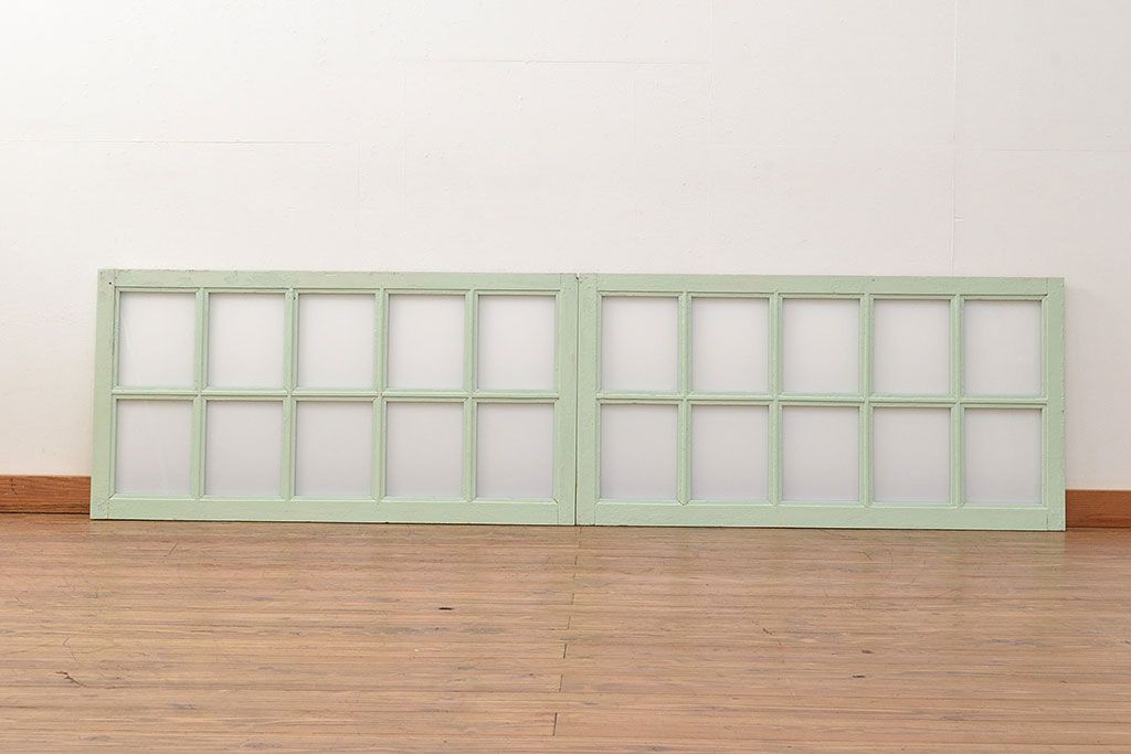 フランスアンティークのフィックス窓2枚をリペア&カスタム!高品質リペア済み商品のガラスをアクリル板へ差し替え。(はめ殺し窓)