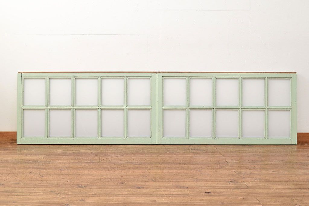 フランスアンティークのフィックス窓2枚をリペア&カスタム!高品質リペア済み商品のガラスをアクリル板へ差し替え。(はめ殺し窓)