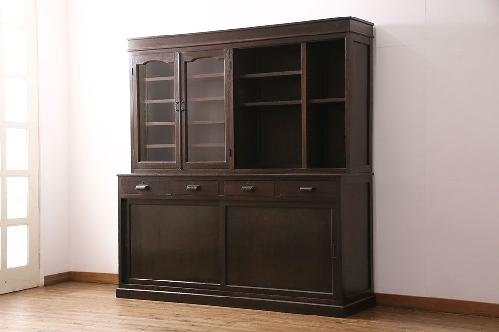 食器棚をリペア&カスタム!既存の棚を撤去し、可動式の棚板を新たに製作。現状に近しい色味に着色し仕上げ。(収納棚、戸棚、キャビネット、カップボード)