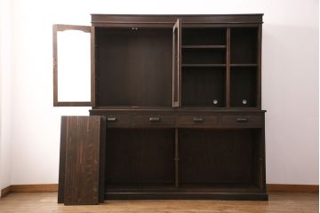 食器棚をリペア&カスタム!既存の棚を撤去し、可動式の棚板を新たに製作。現状に近しい色味に着色し仕上げ。(収納棚、戸棚、キャビネット、カップボード)