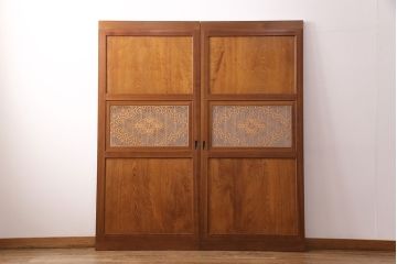 組子入り帯戸2枚をリペア&カスタム!設置場所に合わせてリサイズ。組子部分にクリアガラスを組み入れ。(引き戸、建具)