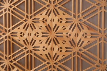 組子入り帯戸2枚をリペア&カスタム!設置場所に合わせてリサイズ。組子部分にクリアガラスを組み入れ。(引き戸、建具)