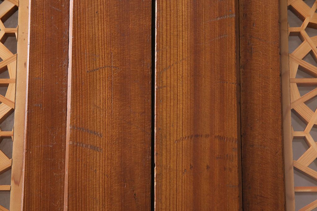 組子入り帯戸2枚をリペア&カスタム!設置場所に合わせてリサイズ。組子部分にクリアガラスを組み入れ。(引き戸、建具)