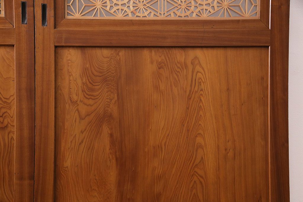 組子入り帯戸2枚をリペア&カスタム!設置場所に合わせてリサイズ。組子部分にクリアガラスを組み入れ。(引き戸、建具)