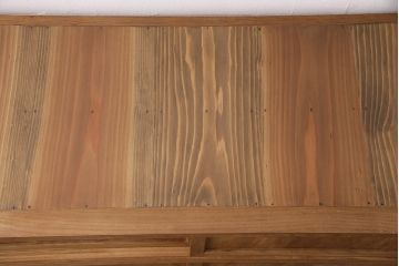 大正期の関東水屋箪笥をリペア&カスタム!ストリップド(剥離)加工を施し、天板を張り替え。可動式の棚板を設置。(収納棚、戸棚、食器棚)