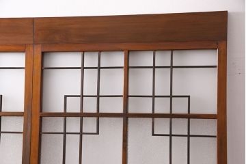 組子入りのガラス戸2枚をリペア&カスタム!吊り戸仕様に加工。埋木・加工部分の色合わせ。(引き戸、建具)