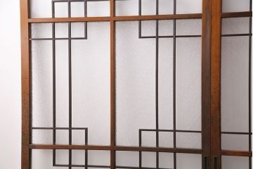 組子入りのガラス戸2枚をリペア&カスタム!吊り戸仕様に加工。埋木・加工部分の色合わせ。(引き戸、建具)