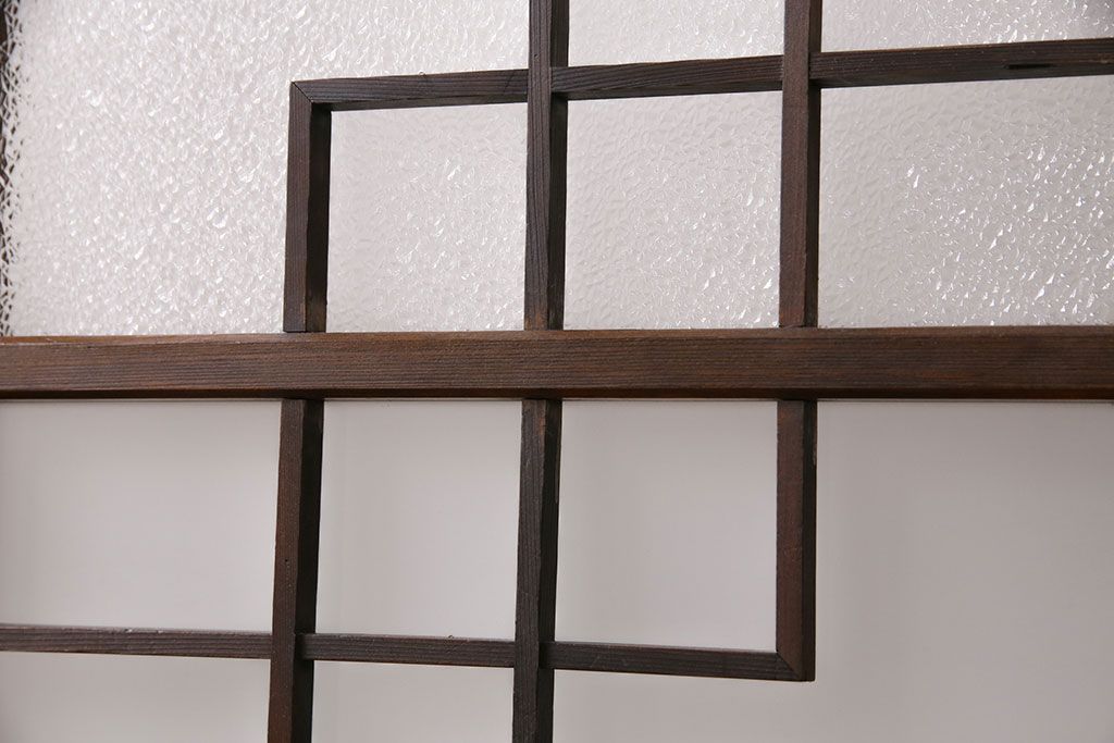 組子入りのガラス戸2枚をリペア&カスタム!吊り戸仕様に加工。埋木・加工部分の色合わせ。(引き戸、建具)