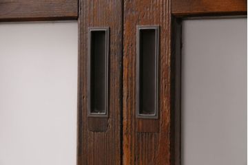 組子入りのガラス戸2枚をリペア&カスタム!吊り戸仕様に加工。埋木・加工部分の色合わせ。(引き戸、建具)