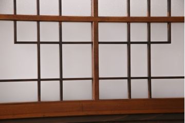 組子入りのガラス戸2枚をリペア&カスタム!吊り戸仕様に加工。埋木・加工部分の色合わせ。(引き戸、建具)