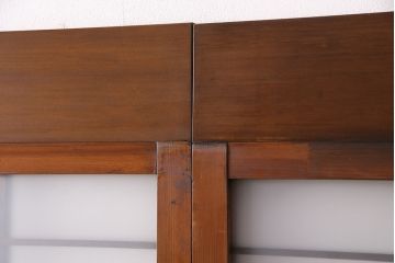 組子入りのガラス戸2枚をリペア&カスタム!吊り戸仕様に加工。埋木・加工部分の色合わせ。(引き戸、建具)
