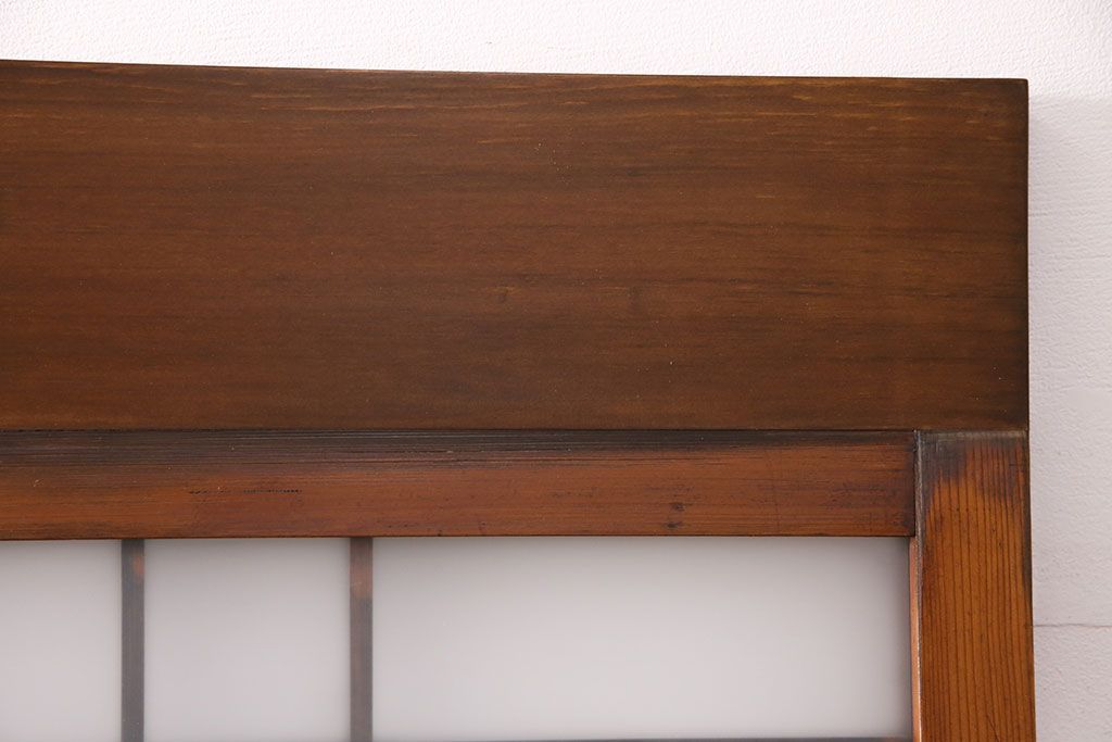 組子入りのガラス戸2枚をリペア&カスタム!吊り戸仕様に加工。埋木・加工部分の色合わせ。(引き戸、建具)