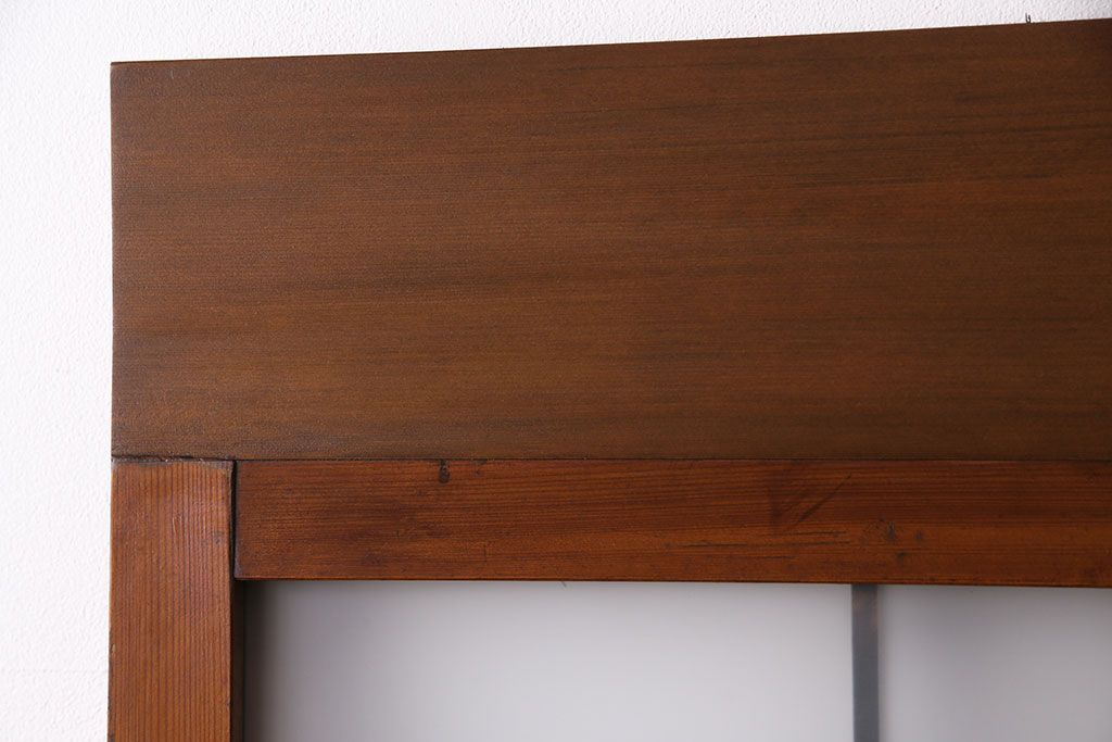 組子入りのガラス戸2枚をリペア&カスタム!吊り戸仕様に加工。埋木・加工部分の色合わせ。(引き戸、建具)