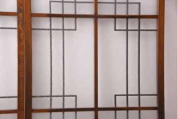 組子入りのガラス戸2枚をリペア&カスタム!吊り戸仕様に加工。埋木・加工部分の色合わせ。(引き戸、建具)