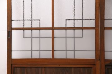 組子入りのガラス戸2枚をリペア&カスタム!吊り戸仕様に加工。埋木・加工部分の色合わせ。(引き戸、建具)