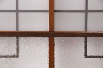 組子入りのガラス戸2枚をリペア&カスタム!吊り戸仕様に加工。埋木・加工部分の色合わせ。(引き戸、建具)