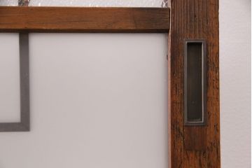 組子入りのガラス戸2枚をリペア&カスタム!吊り戸仕様に加工。埋木・加工部分の色合わせ。(引き戸、建具)