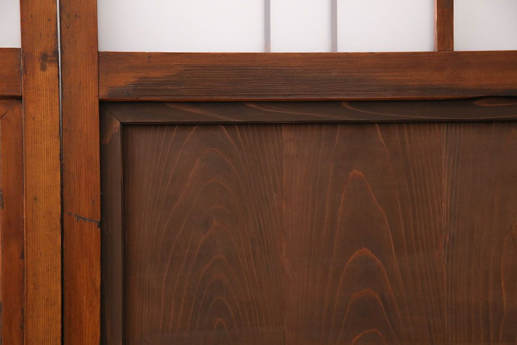 組子入りのガラス戸2枚をリペア&カスタム!吊り戸仕様に加工。埋木・加工部分の色合わせ。(引き戸、建具)