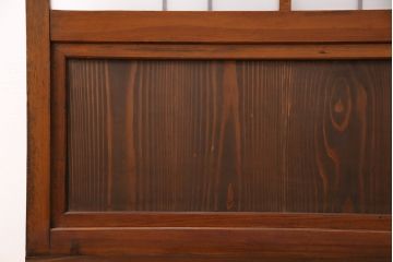 組子入りのガラス戸2枚をリペア&カスタム!吊り戸仕様に加工。埋木・加工部分の色合わせ。(引き戸、建具)