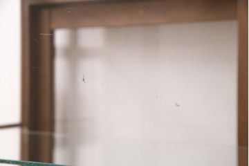 昭和中期のガラスケースの見た目を変えずに綺麗にリペア!傷んだ木部の交換。破損したガラスの入れ替え。明るい茶色で着色し仕上げ。(ショーケース、陳列棚)