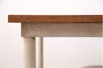 格納スツール6脚付きテーブルをリペア&カスタム!可動部の調整を行い、アンティークホワイトのペイント仕上げ。(ダイニングテーブル、椅子)