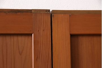 組子入り帯戸4枚をリペア&カスタム!設置場所に合わせてリサイズ。戸車を取り付け。帯部分のガラスをクリアガラスに変更。(引き戸、建具)